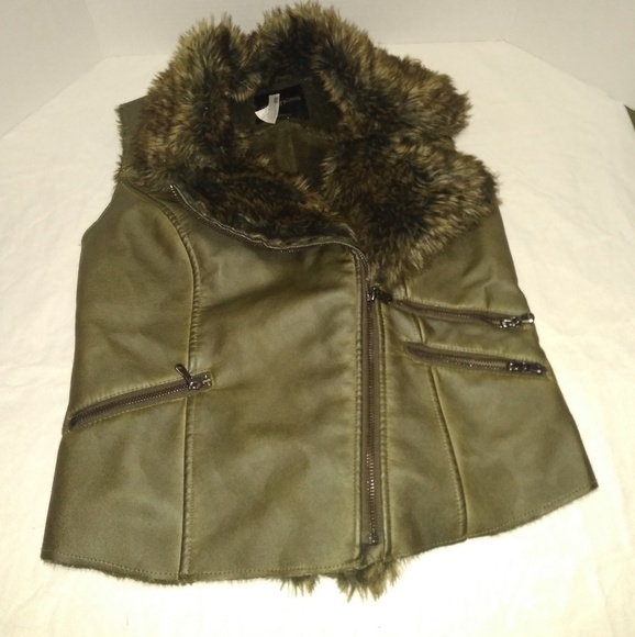 Maurices Jackets & Blazers - Maurice's Army Green Faux Leather Moto Vest